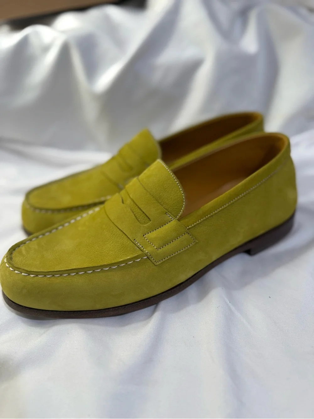 J.M. Weston 180 Green Suede Penny Loafer Almond Toe M/ US Size 9 French Size 8D